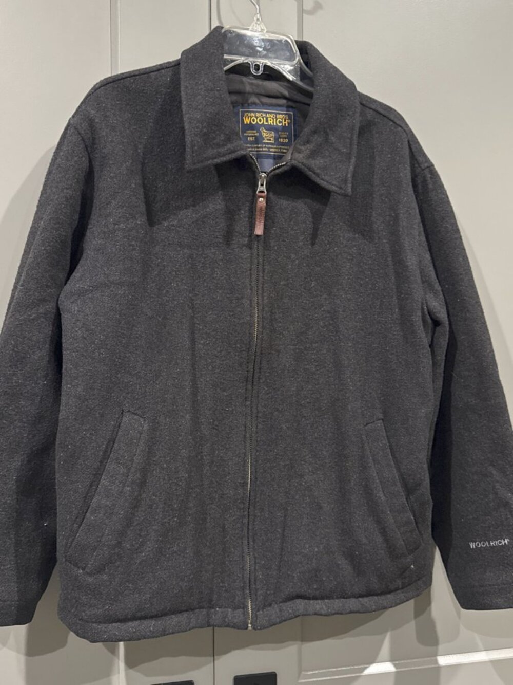 Vintage John Rich And Bros Woolrich Wool Coat Jacket Men’s Charcoal Gray Size L